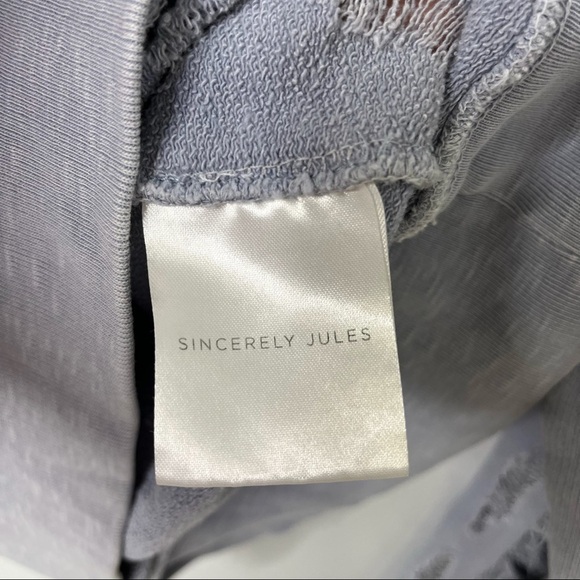Sincerely Jules Quinn Distressed Crewneck Sweatshirt Blue Destructed Size XS - Picture 8 of 9